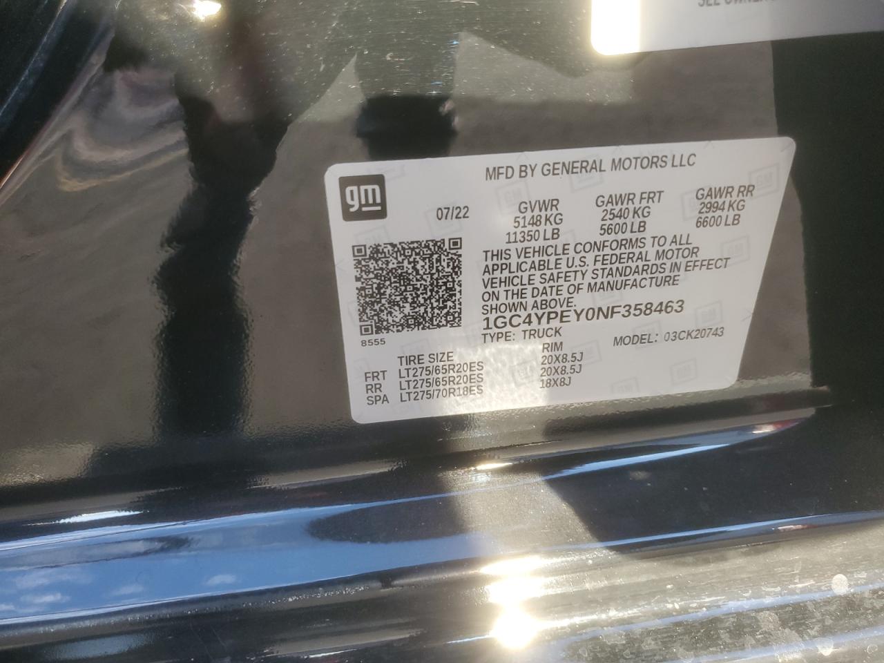 2022 Chevrolet Silverado K2500 Heavy Duty Ltz VIN: 1GC4YPEY0NF358463 Lot: 69655505