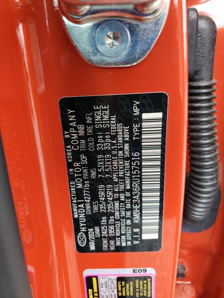 2024 Hyundai Kona Limited VIN: KM8HE3A36RU157516 Lot: 68768535