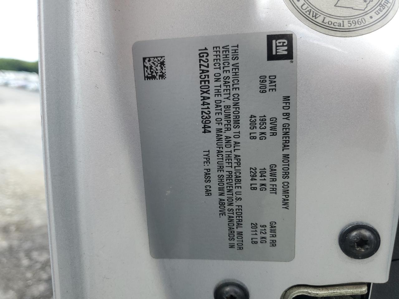 2010 Pontiac G6 VIN: 1G2ZA5E0XA4123944 Lot: 69557125