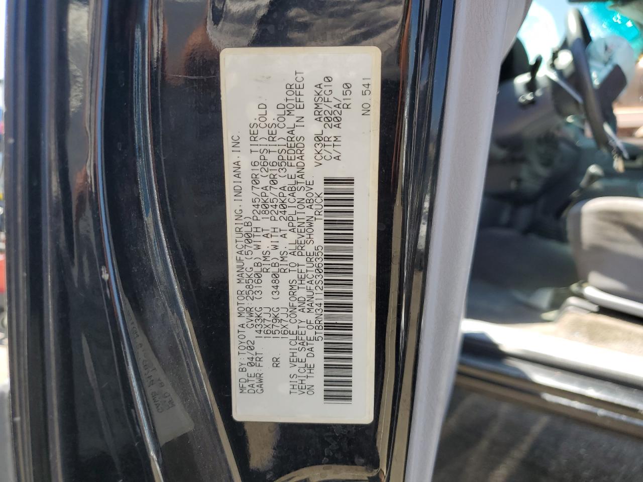 5TBRN34112S306355 2002 Toyota Tundra Access Cab Sr5