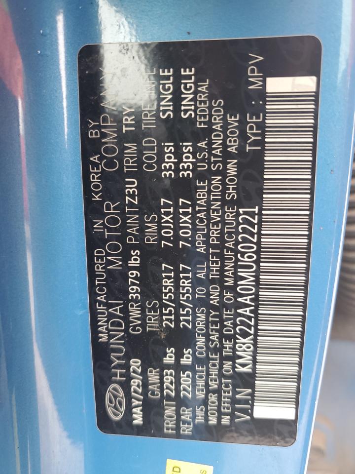 2021 Hyundai Kona Sel VIN: KM8K22AA0MU602221 Lot: 70577975