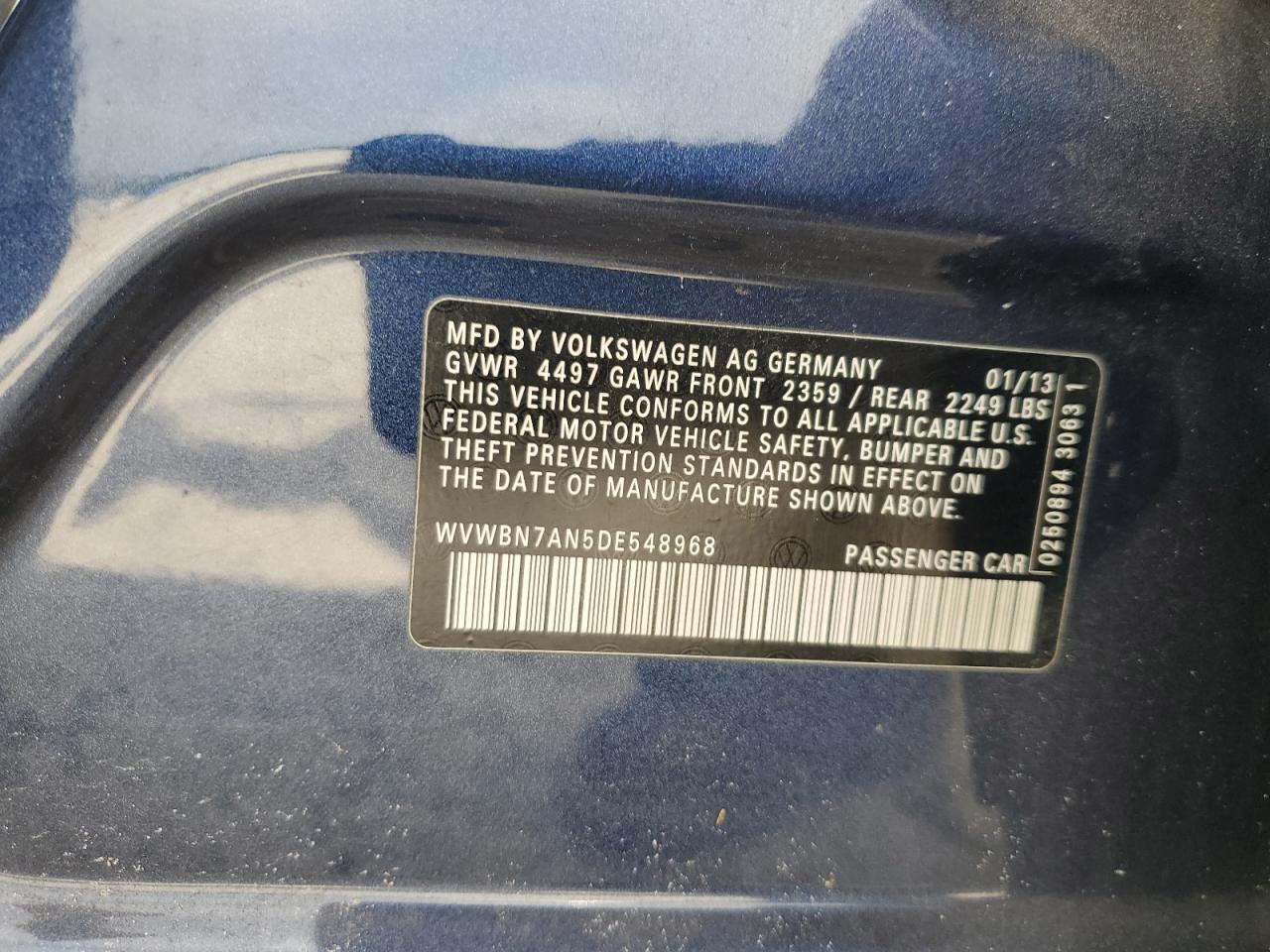 WVWBN7AN5DE548968 2013 Volkswagen Cc Sport