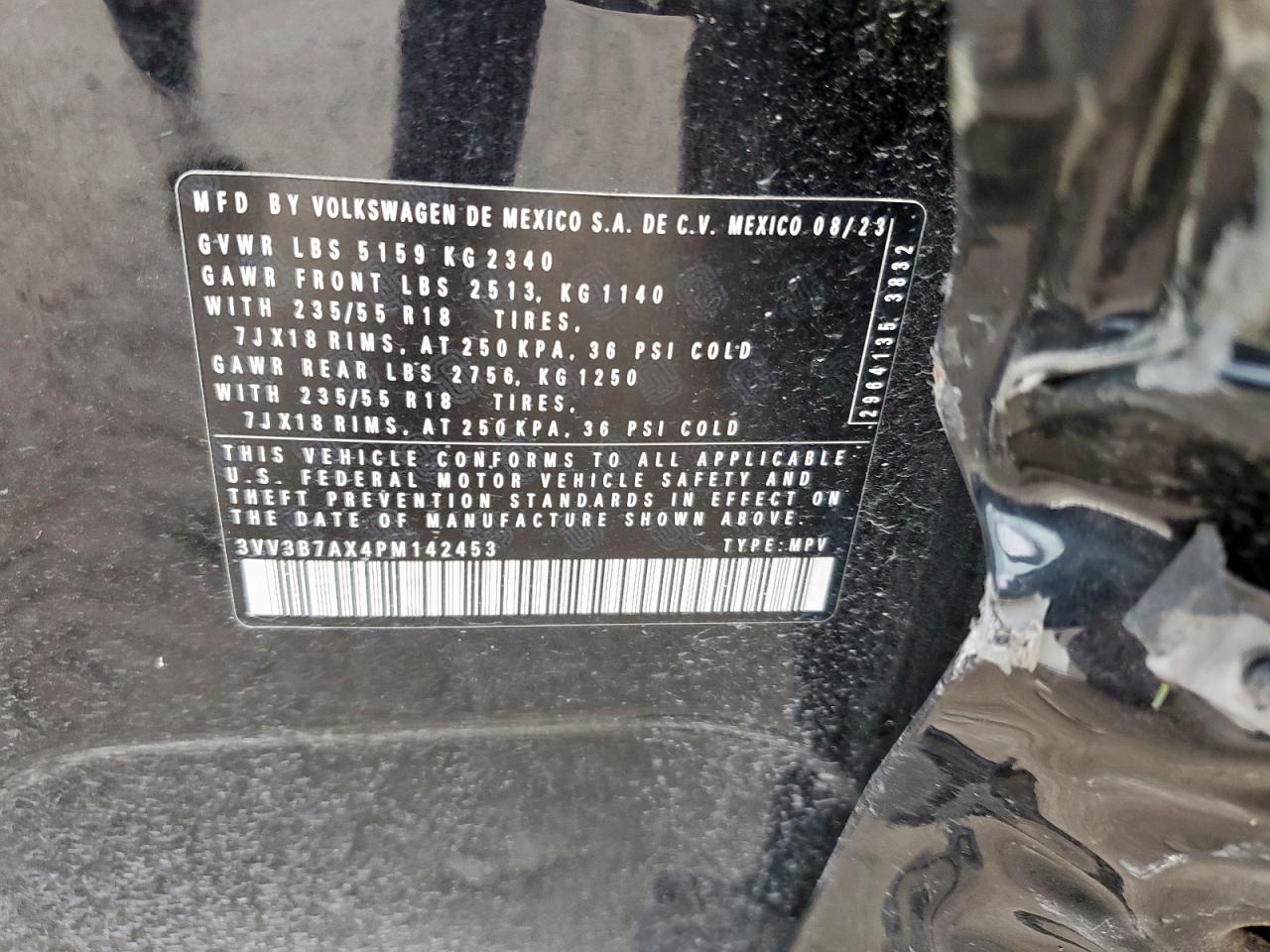 2023 Volkswagen Tiguan Se VIN: 3VV3B7AX4PM142453 Lot: 69658005