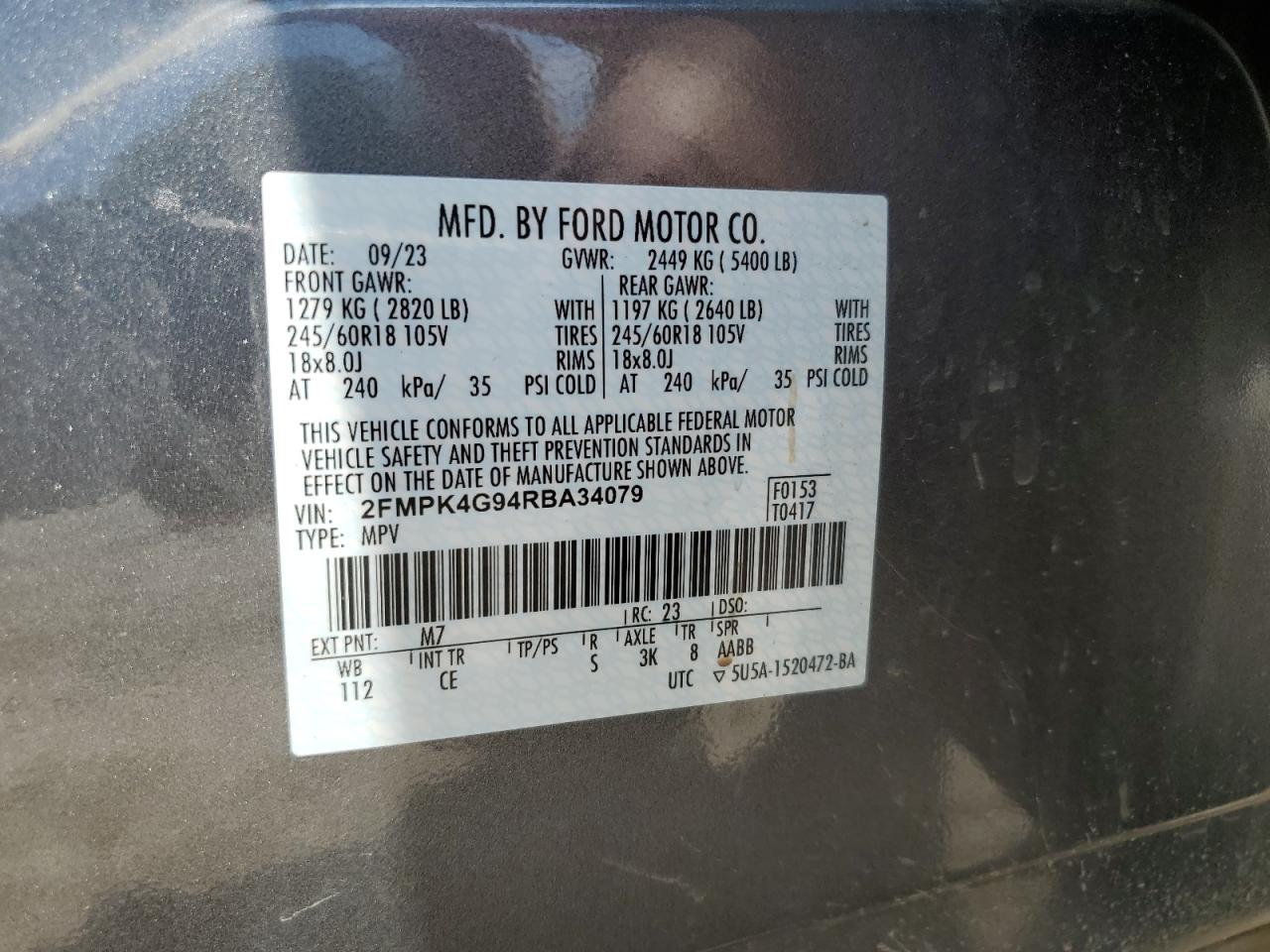 2024 Ford Edge Se VIN: 2FMPK4G94RBA34079 Lot: 67351845