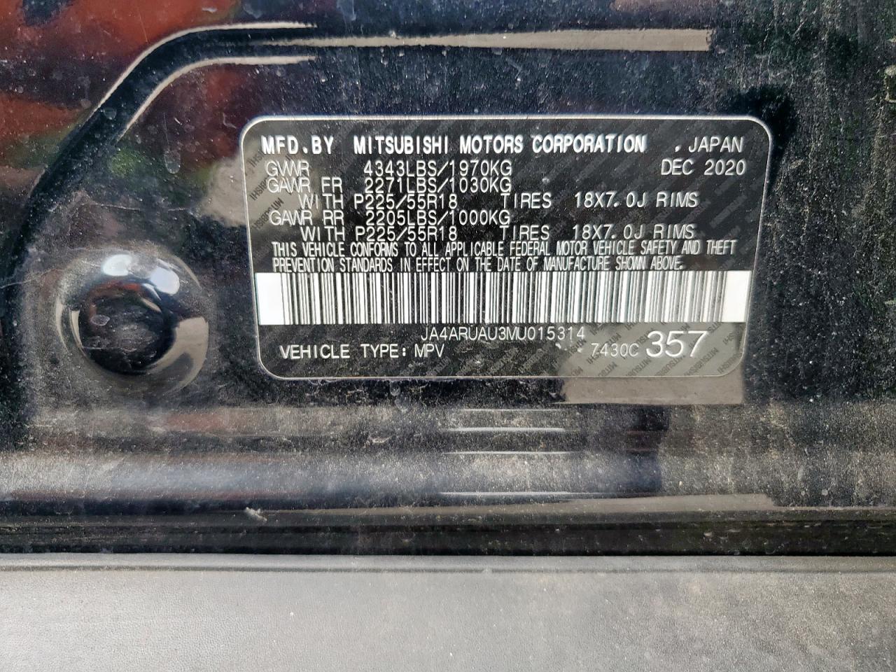 2021 Mitsubishi Outlander Sport Es VIN: JA4ARUAU3MU015314 Lot: 69538525