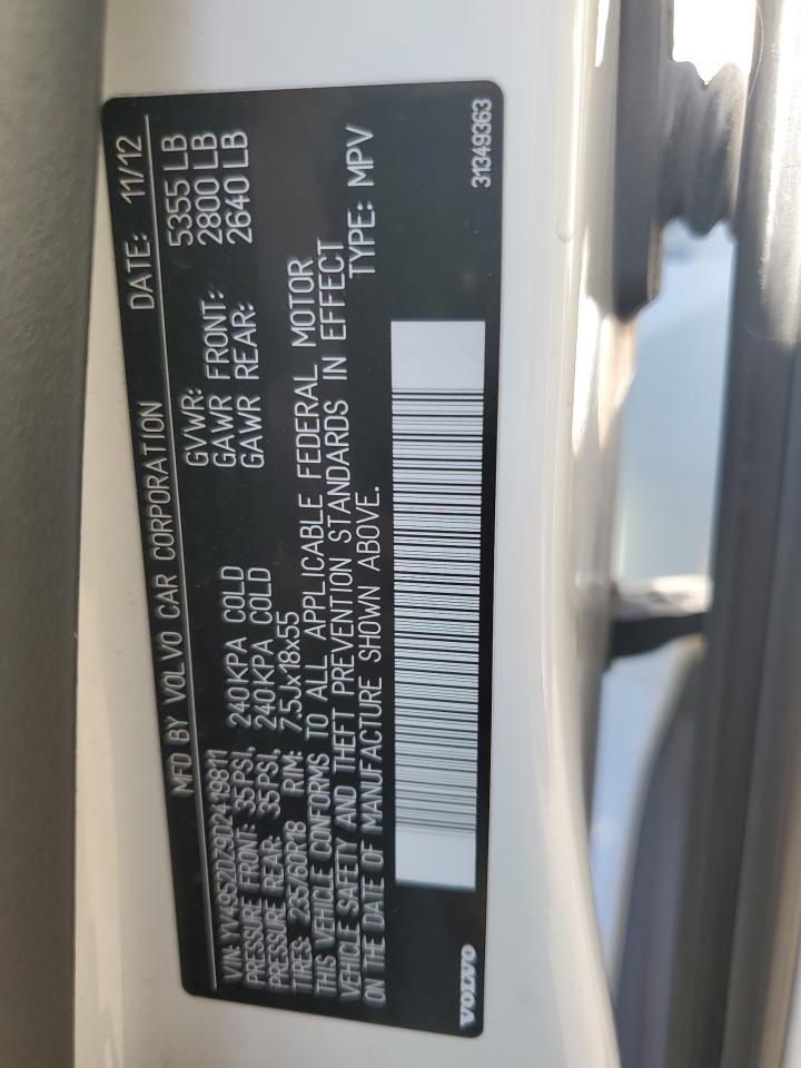 2013 Volvo Xc60 3.2 VIN: YV4952DZ9D2419811 Lot: 69313935