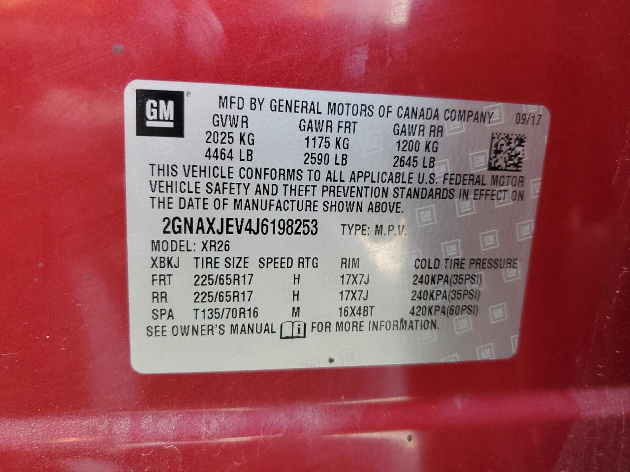 2018 Chevrolet Equinox Lt VIN: 2GNAXJEV4J6198253 Lot: 69886485