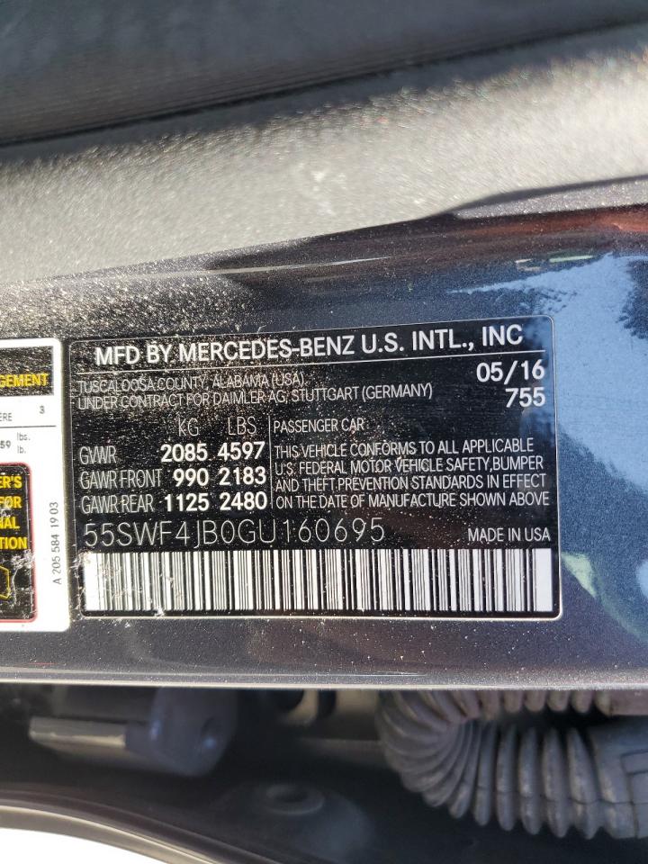 2016 Mercedes-Benz C 300 VIN: 55SWF4JB0GU160695 Lot: 71191585