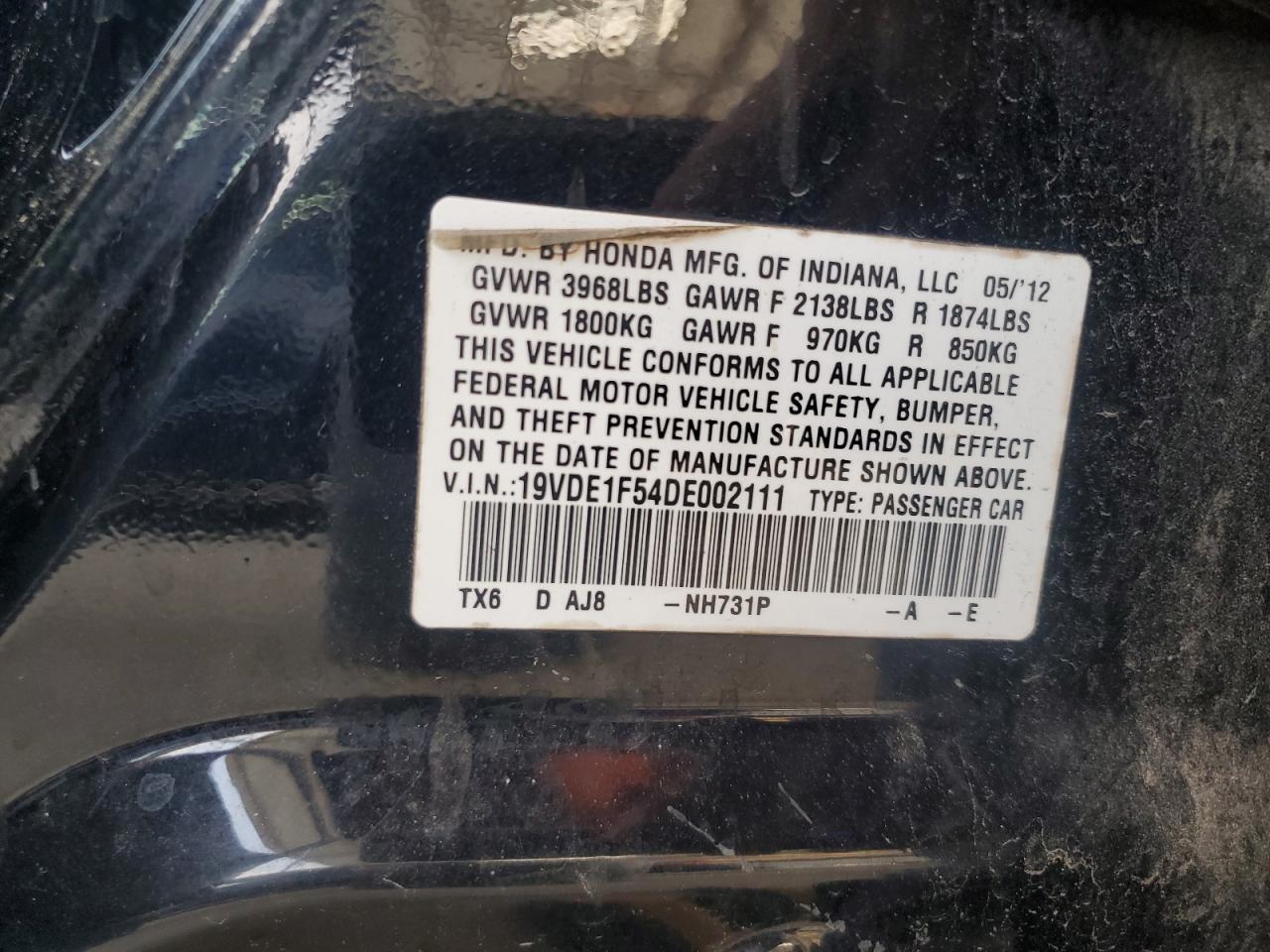 2013 Acura Ilx 20 Premium VIN: 19VDE1F54DE002111 Lot: 69012255