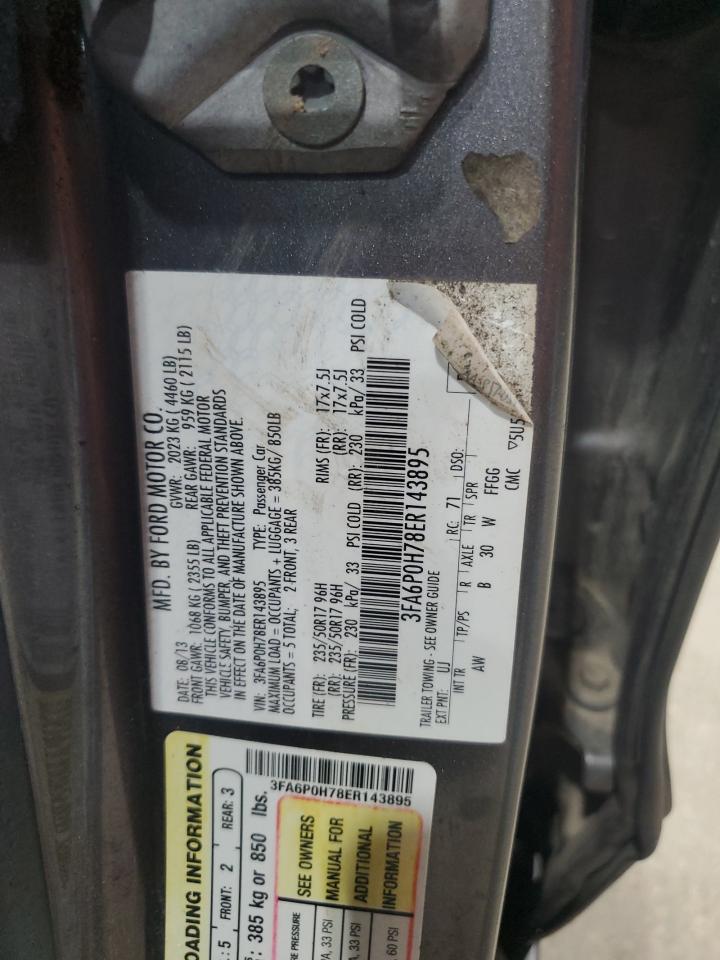 2014 Ford Fusion Se VIN: 3FA6P0H78ER143895 Lot: 68851565