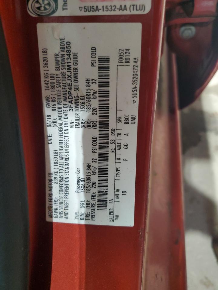 2018 Ford Fiesta Se VIN: 3FADP4EJXJM134850 Lot: 69289915