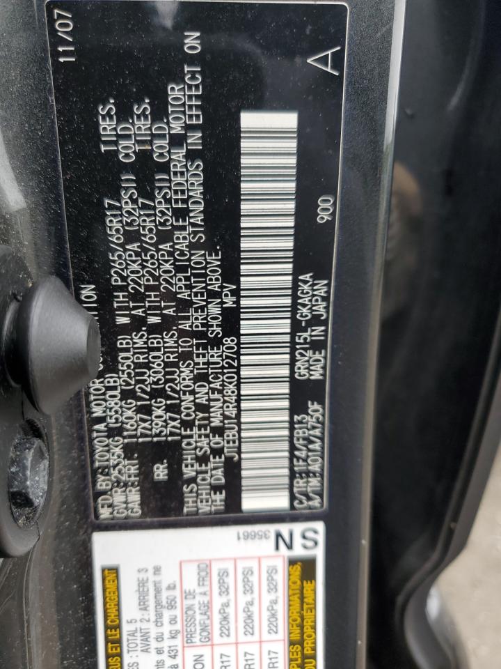 2008 Toyota 4Runner Sr5 VIN: JTEBU14R48K012708 Lot: 68852405