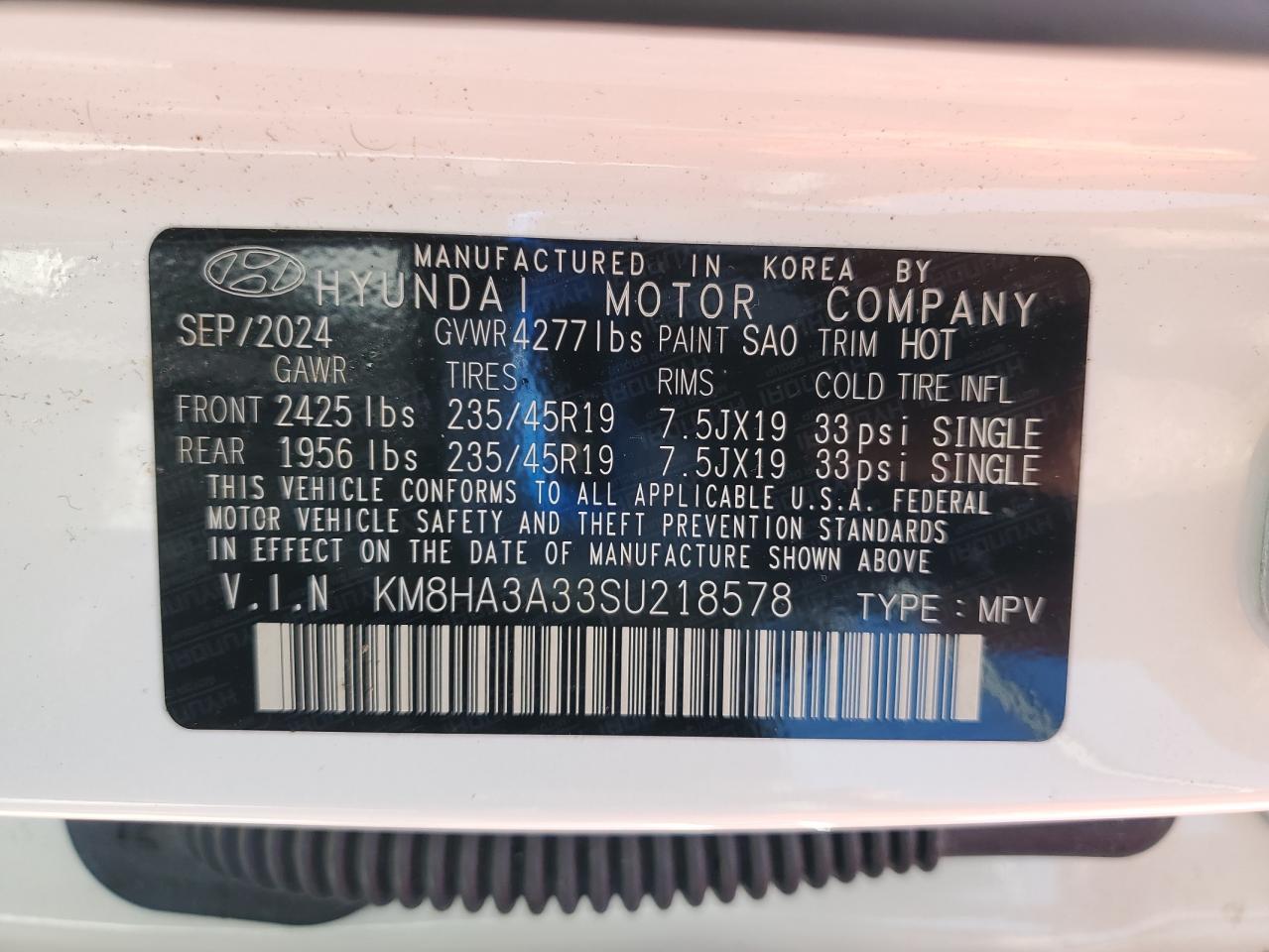 2025 Hyundai Kona N Line VIN: KM8HA3A33SU218578 Lot: 69987535