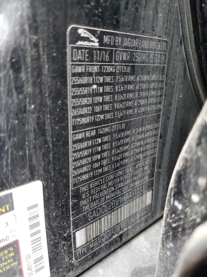 2017 Jaguar F-Pace R - Sport VIN: SADCL2BV1HA491133 Lot: 68723455