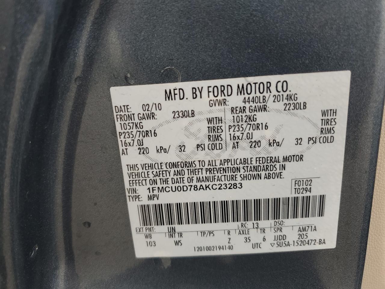 2016 Ford Escape Xlt VIN: 1FMCU0D78AKC23283 Lot: 69503255