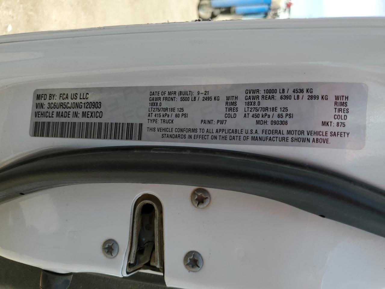 2022 Ram 2500 Tradesman VIN: 3C6UR5CJ0NG120903 Lot: 69622785