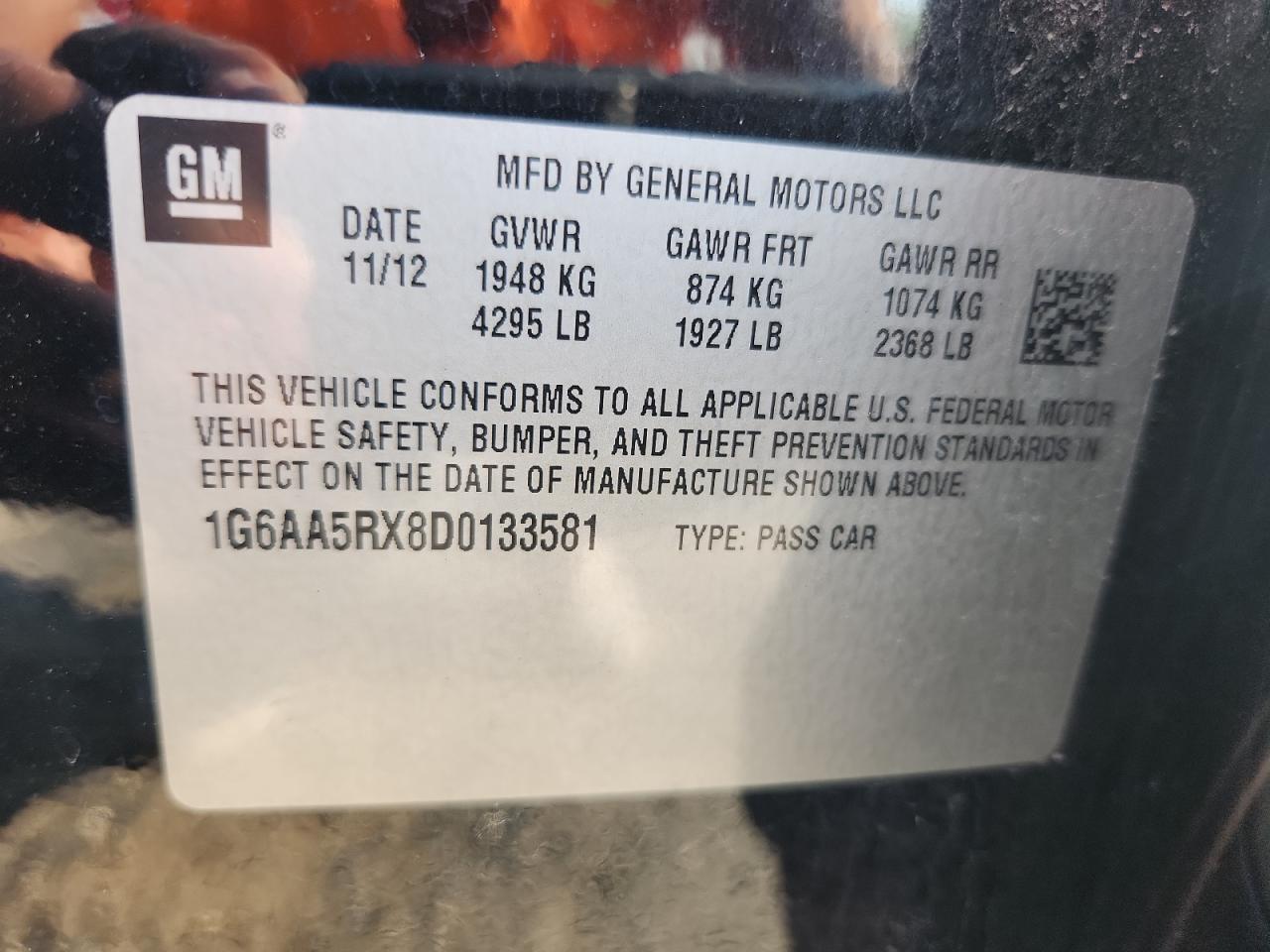 2013 Cadillac Ats VIN: 1G6AA5RX8D0133581 Lot: 67626755