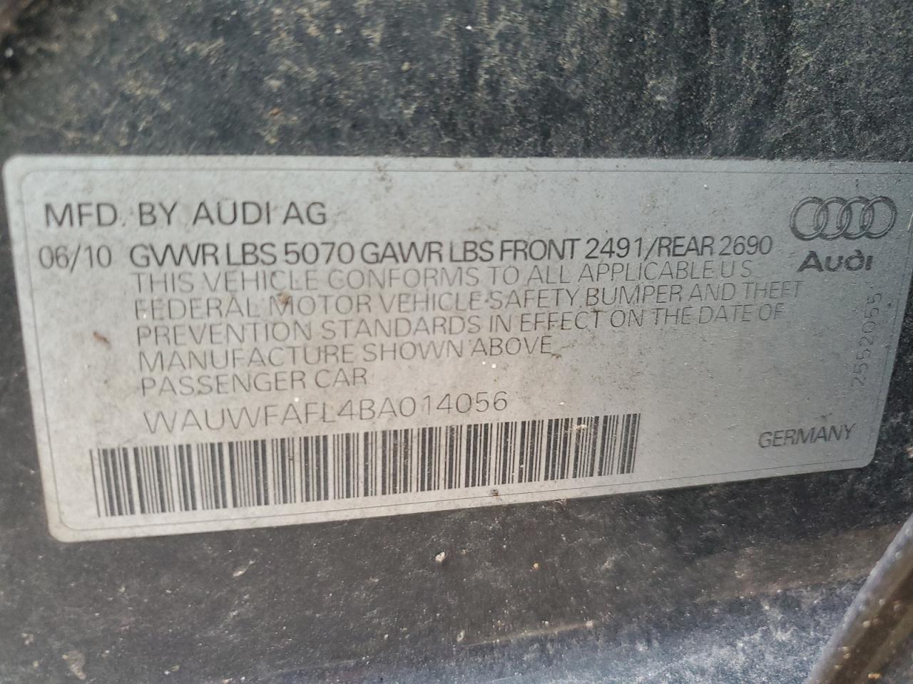 2011 Audi A4 Premium Plus VIN: WAUWFAFL4BA014056 Lot: 67675725