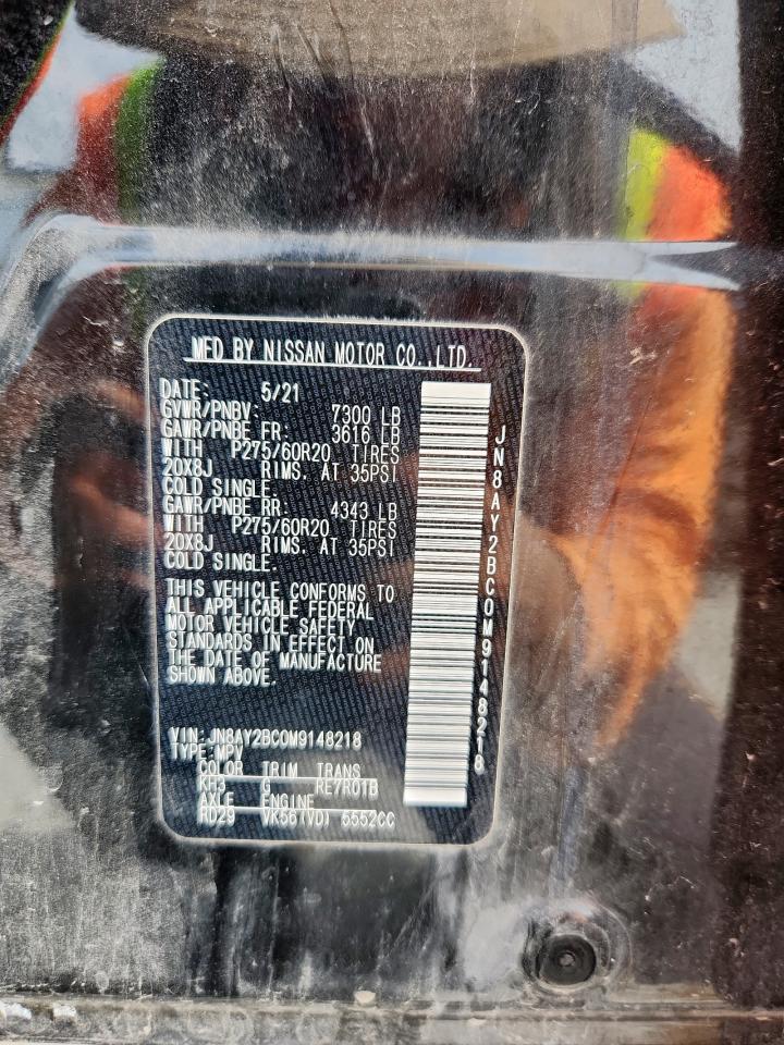 2021 Nissan Armada Sl VIN: JN8AY2BC0M9148218 Lot: 66521535