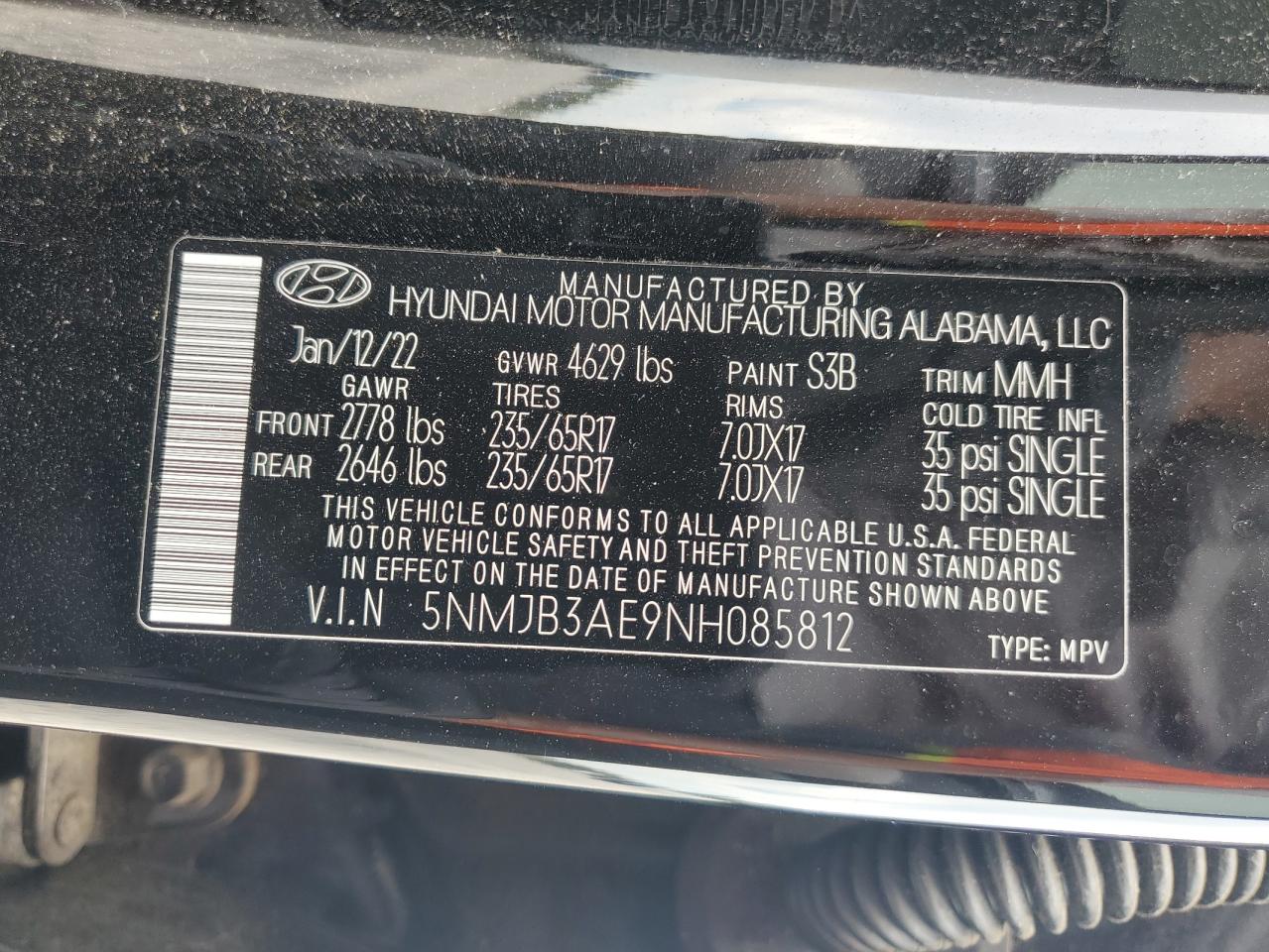 2022 Hyundai Tucson Sel VIN: 5NMJB3AE9NH085812 Lot: 70197065