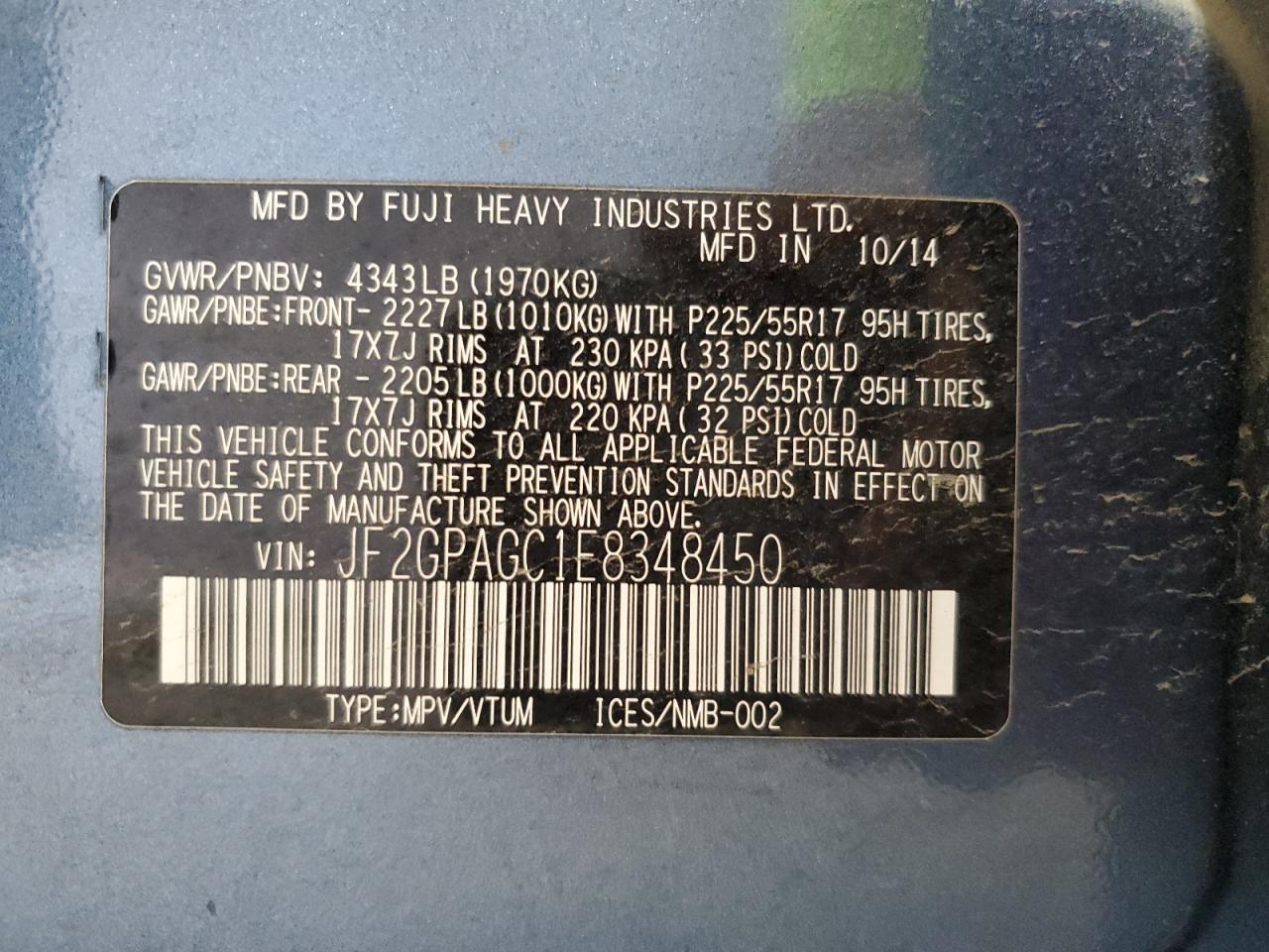 2014 Subaru Xv Crosstrek 2.0 Limited VIN: JF2GPAGC1E8348450 Lot: 69743845