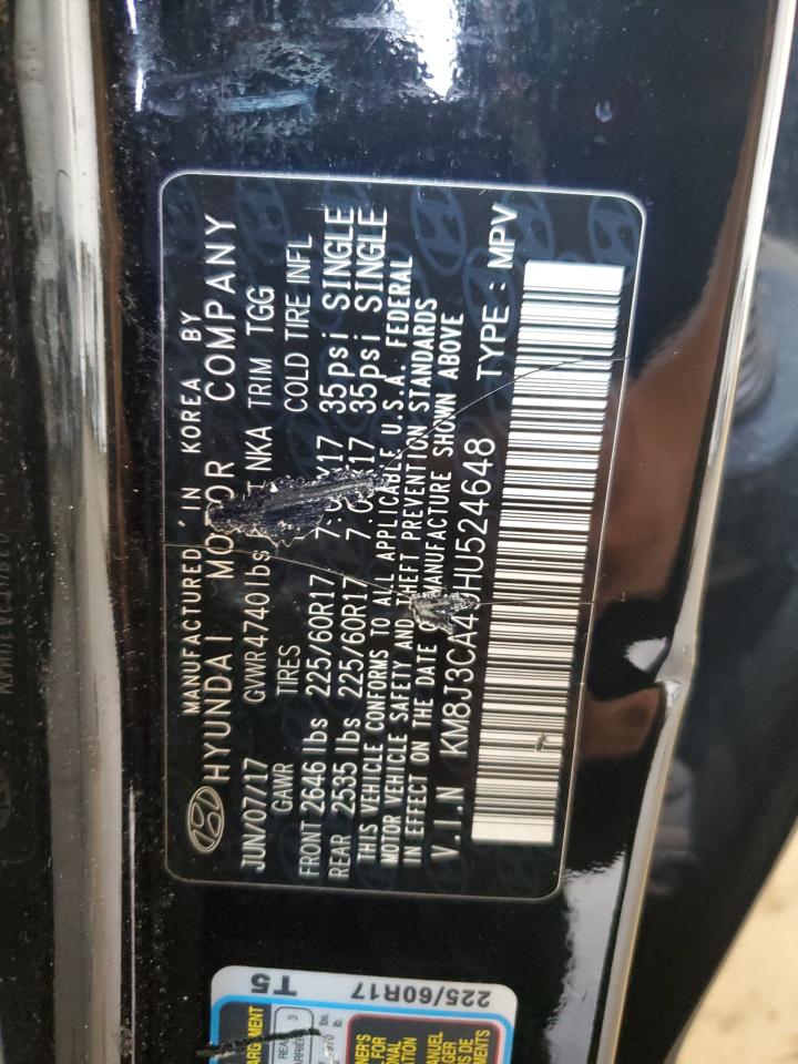 2017 Hyundai Tucson Limited VIN: KM8J3CA49HU524648 Lot: 67521145