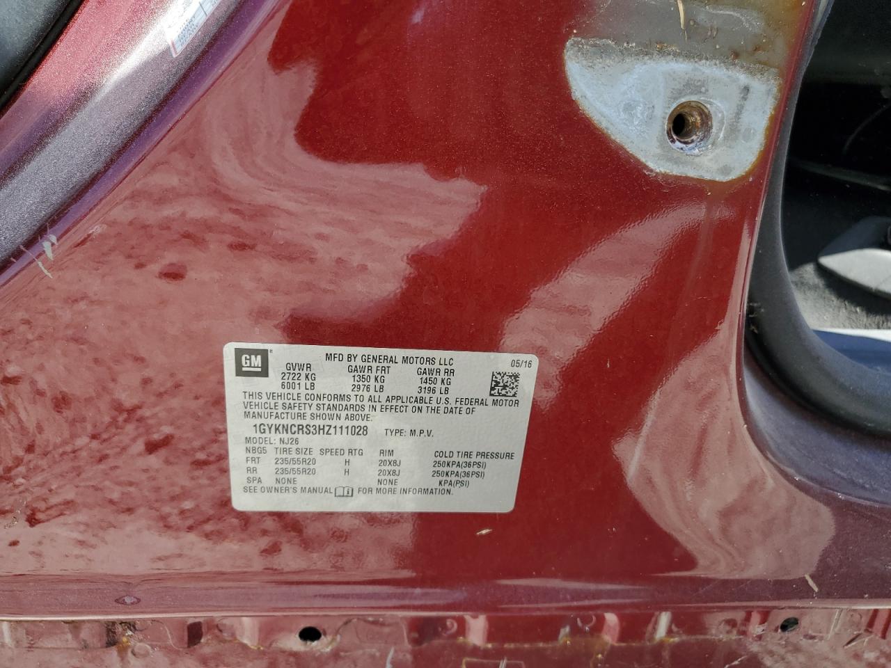 2017 Cadillac Xt5 Premium Luxury VIN: 1GYKNCRS3HZ111028 Lot: 69052425