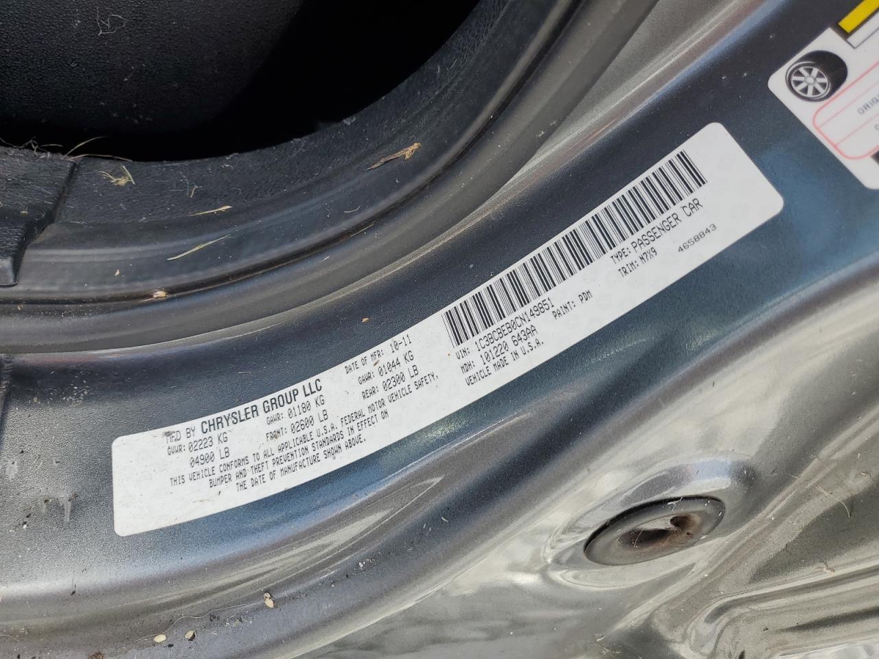 2012 Chrysler 200 Touring VIN: 1C3BCBEB0CN149851 Lot: 68690065