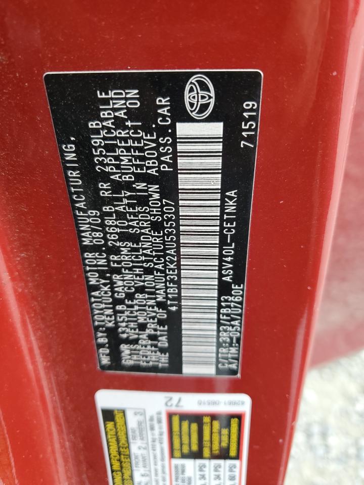 2010 Toyota Camry Base VIN: 4T1BF3EK2AU535307 Lot: 69612555