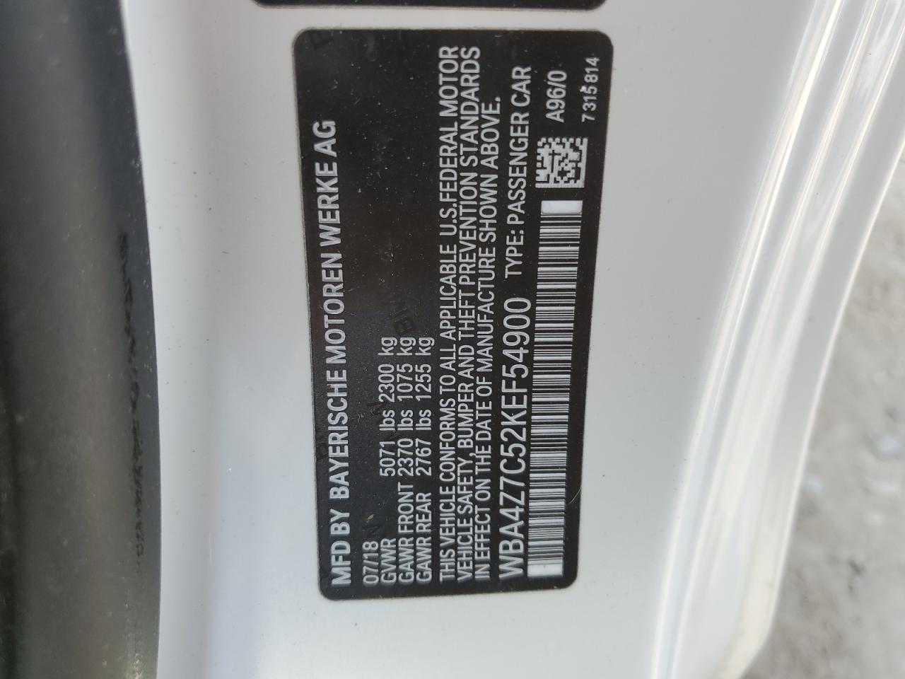 2019 BMW 440Xi VIN: WBA4Z7C52KEF54900 Lot: 69428545