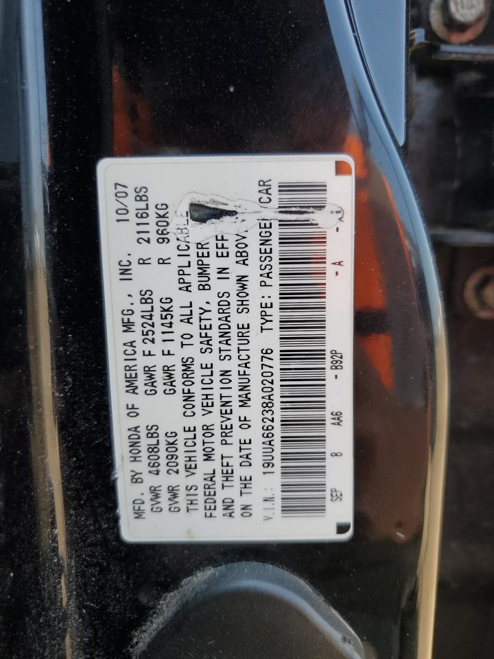 2008 Acura Tl VIN: 19UUA66238A020776 Lot: 66898295