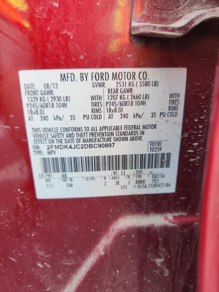 2013 Ford Edge Sel VIN: 2FMDK4JC2DBC90897 Lot: 69418715