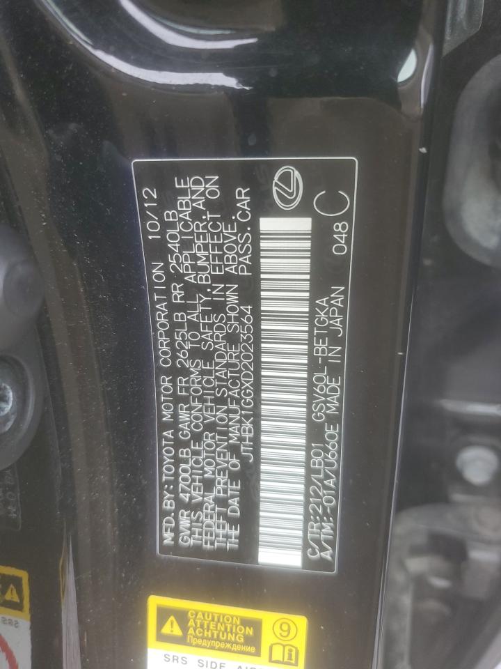 2013 Lexus Es 350 VIN: JTHBK1GGXD2023564 Lot: 67756585