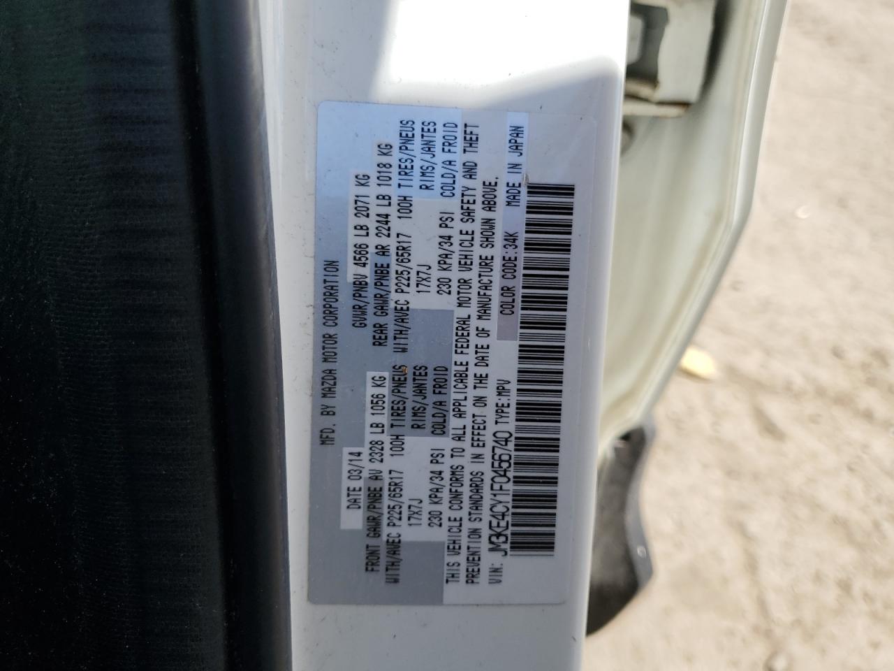 2015 Mazda Cx-5 Touring VIN: JM3KE4CY1F0456740 Lot: 70620195