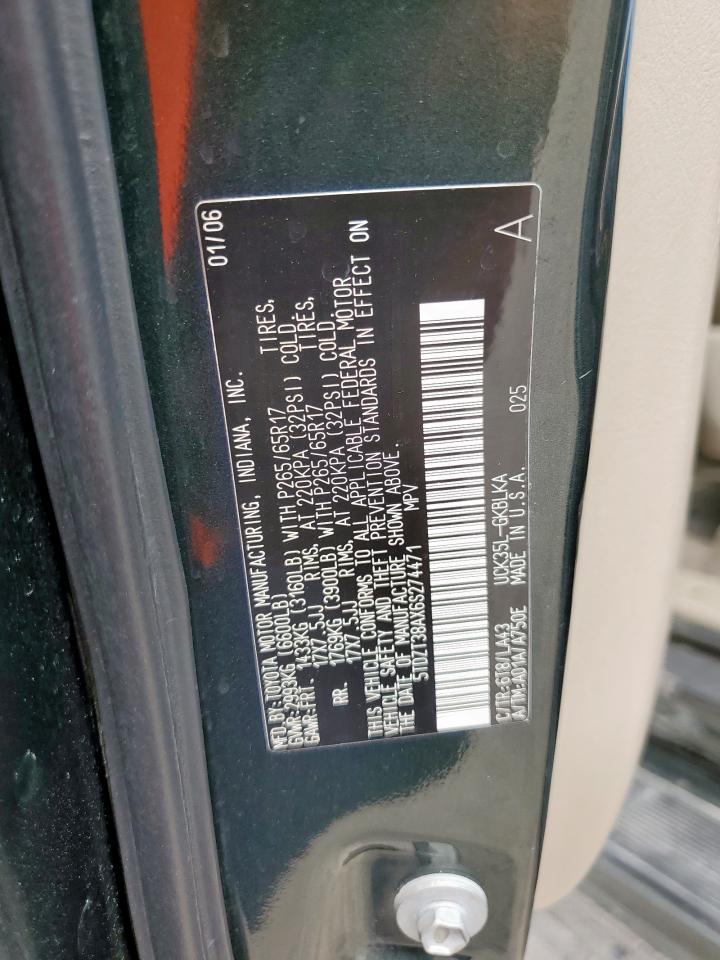 2006 Toyota Sequoia Limited VIN: 5TDZT38AX6S274471 Lot: 68979615