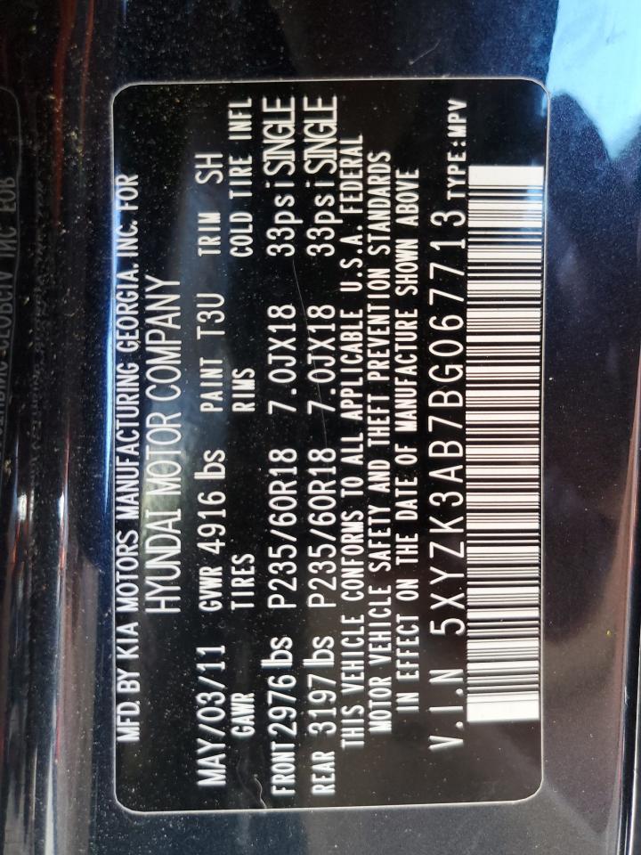2011 Hyundai Santa Fe Limited VIN: 5XYZK3AB7BG067713 Lot: 69348435