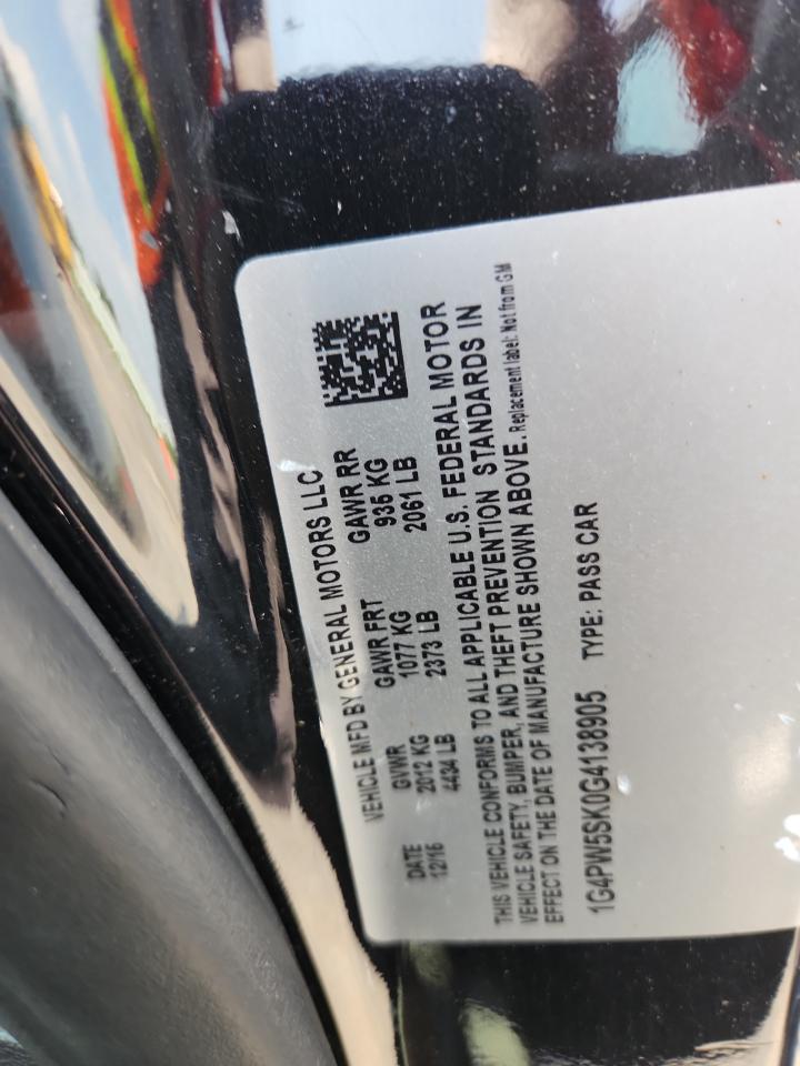 2016 Buick Verano Sport Touring VIN: 1G4PW5SK0G4138905 Lot: 66110825