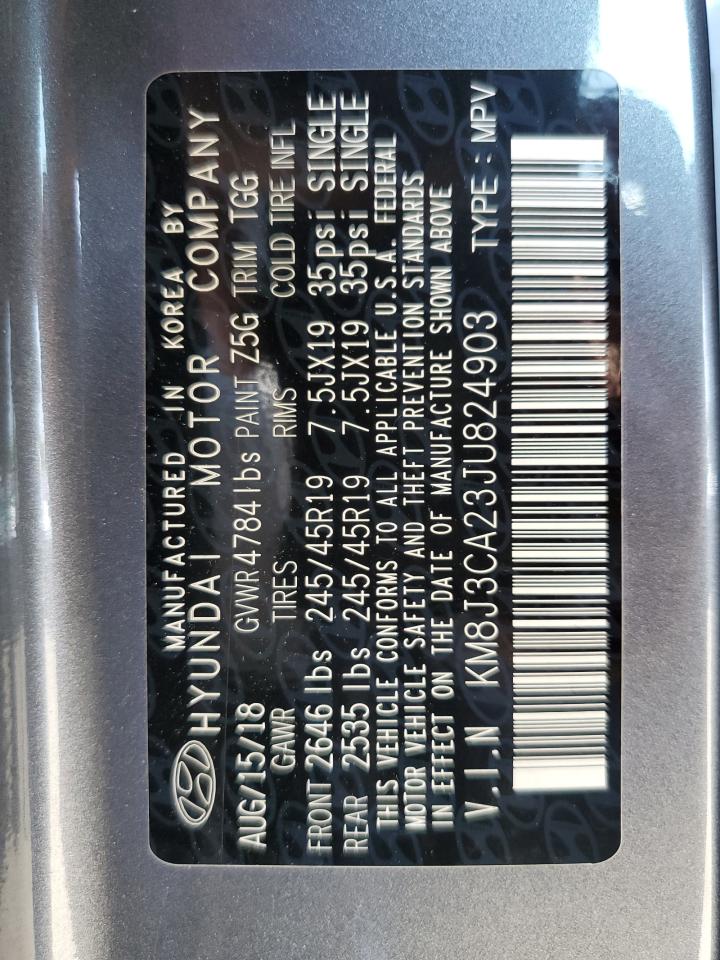 2018 Hyundai Tucson Value VIN: KM8J3CA23JU824903 Lot: 67482165