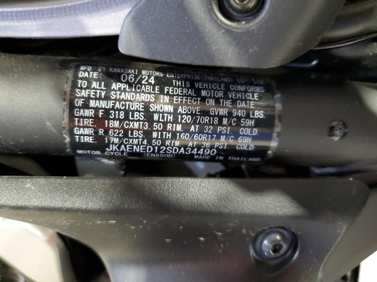 2025 Kawasaki En650 D VIN: JKAENED12SDA34490 Lot: 69422265