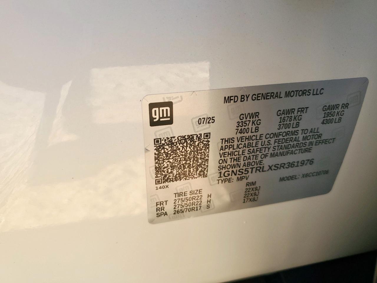 2023 Chevrolet Tahoe C1500 High Country VIN: 1GNSKTKL7PR416328 Lot: 66925095