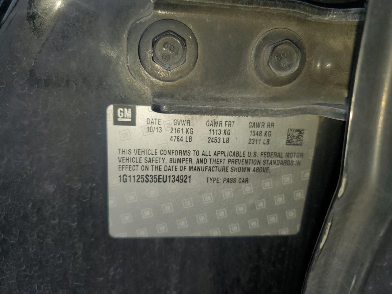 2014 Chevrolet Impala Lt VIN: 1G1125S35EU134921 Lot: 68705165