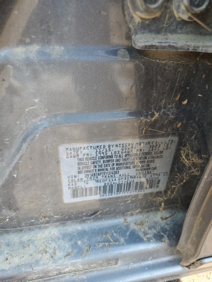 2015 Nissan Sentra S VIN: 3N1AB7AP7FY374383 Lot: 69021455