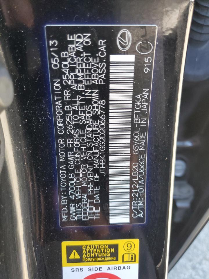 2013 Lexus Es 350 VIN: JTHBK1GG2D2066778 Lot: 69661225