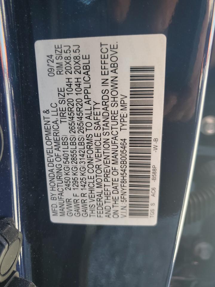 2025 Honda Passport Exl VIN: 5FNYF8H54SB005464 Lot: 70589395