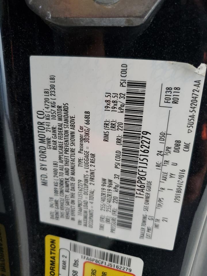 2018 Ford Mustang Gt VIN: 1FA6P8CF1J5162279 Lot: 69164845