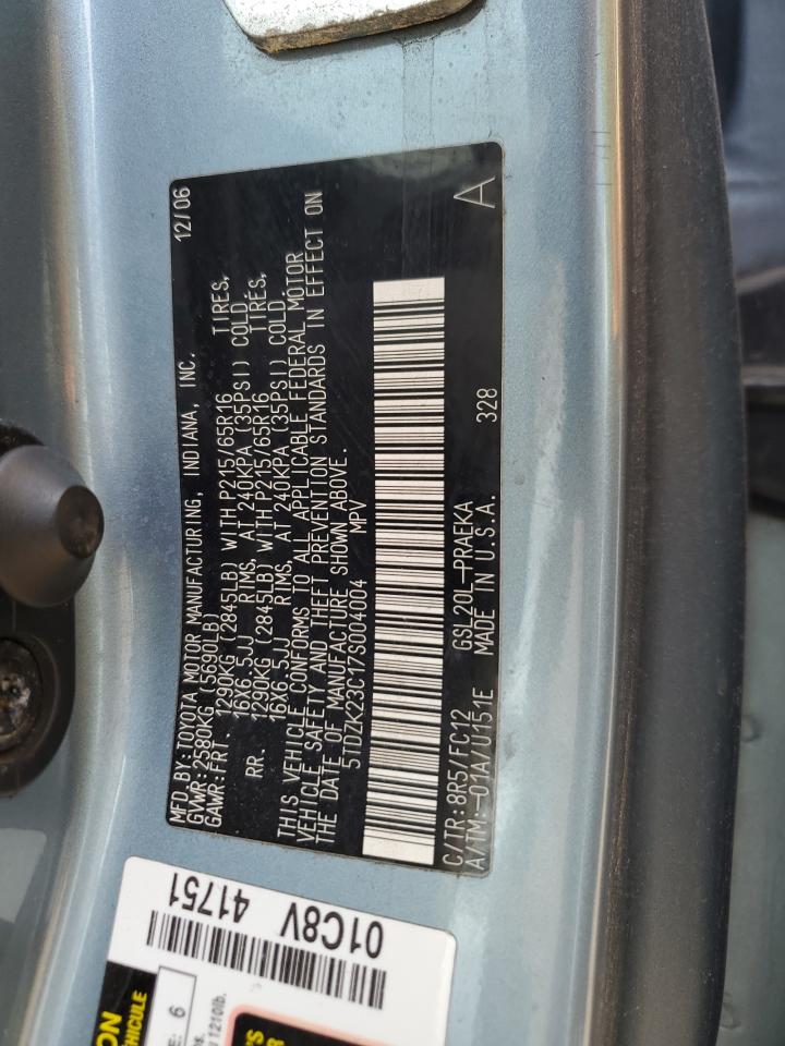 2007 Toyota Sienna Ce VIN: 5TDZK23C17S004004 Lot: 67397985