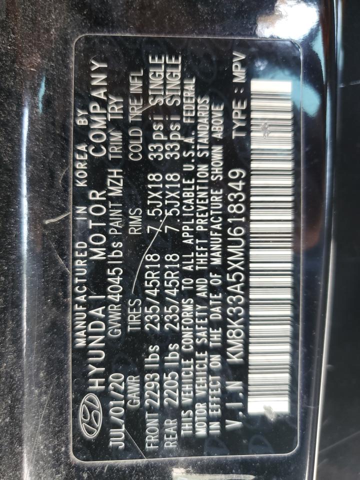 2021 Hyundai Kona Limited VIN: KM8K33A5XMU618349 Lot: 66208705