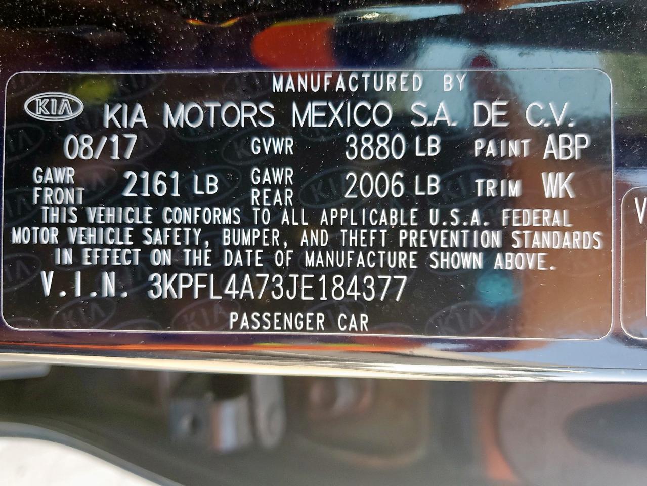 2018 Kia Forte Lx VIN: 3KPFL4A73JE184377 Lot: 68156335
