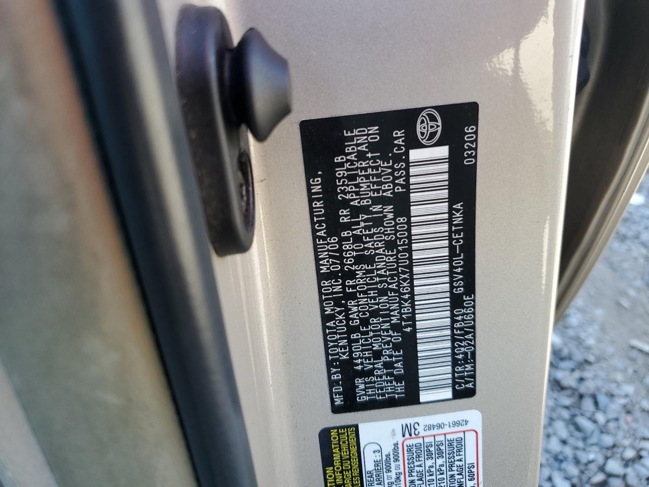 2007 Toyota Camry Le VIN: 4T1BK46KX7U015008 Lot: 70293545