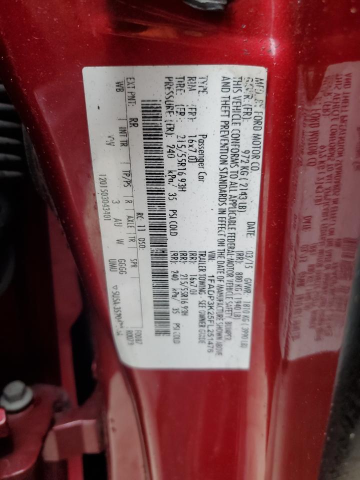 2015 Ford Focus Se VIN: 1FADP3K25FL251476 Lot: 69917515